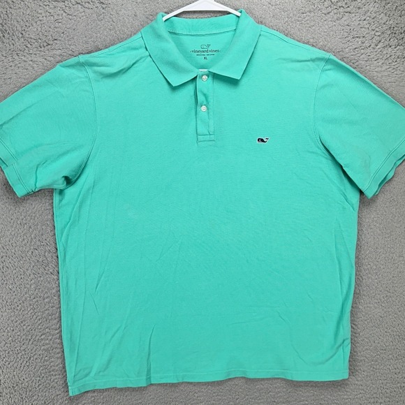 Vineyard Vines Shirt Polo Mens XL Aqua Blue Rugby Short‎ Sleeve Logo Cotton NEW - Picture 3 of 9